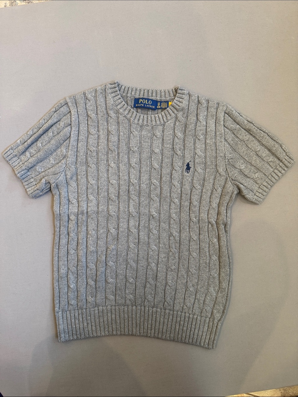 Ralph Lauren Short Sleeve Cable Knit Sweater in Charcoal - Picture 4 of 5